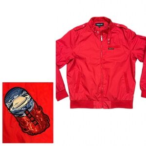 Members Only Red Bomber Jacket Oversized Custom Graphic Back Y2K Streetwear